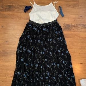 Black skirt with beautiful blue flowers